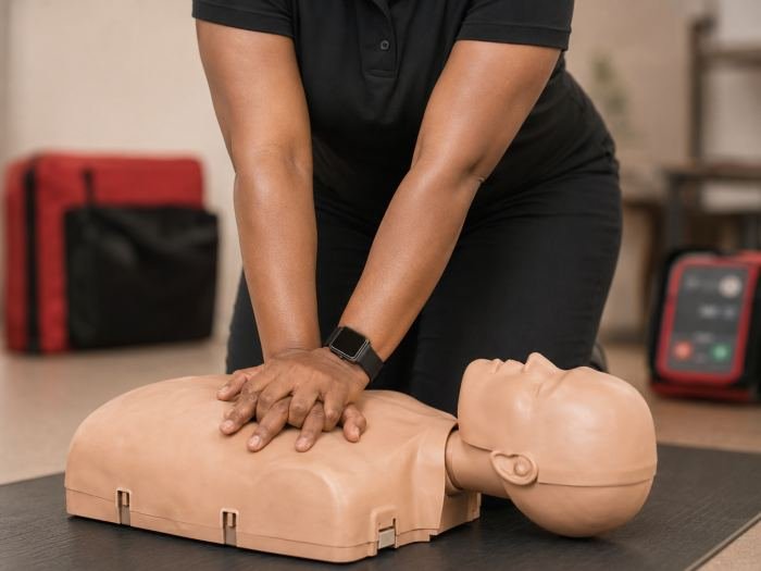 CPR and AED certification class hands-on practice